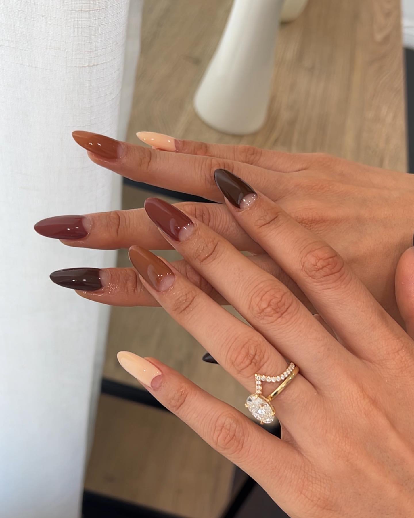 brown half moon nails