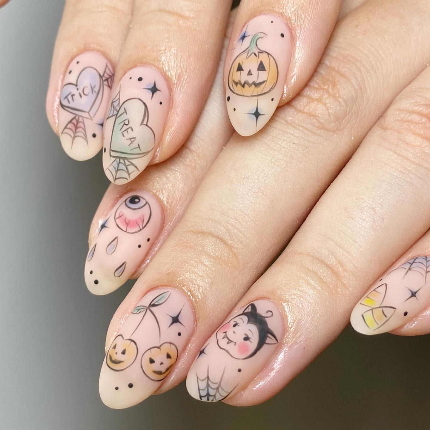 nail art matte halloween