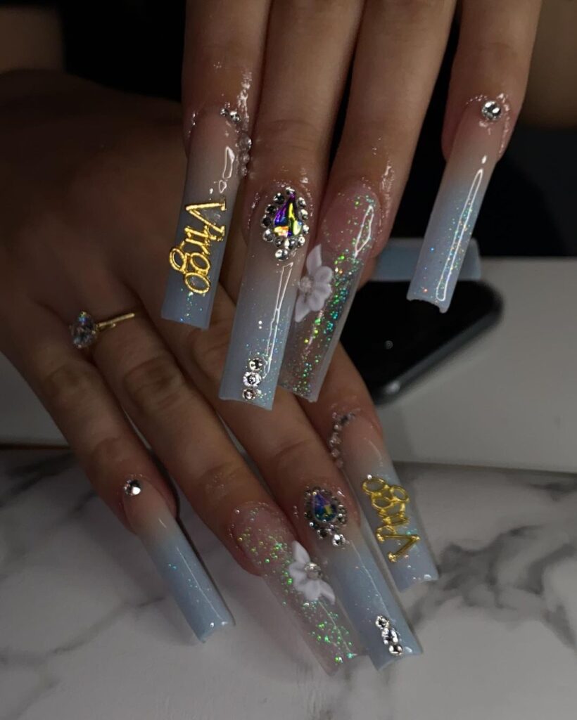 bling virgo birthday nails