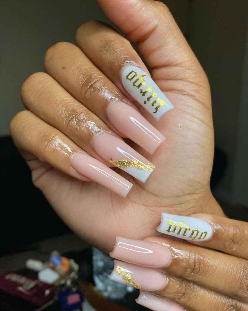 classy gold virgo birthday nails