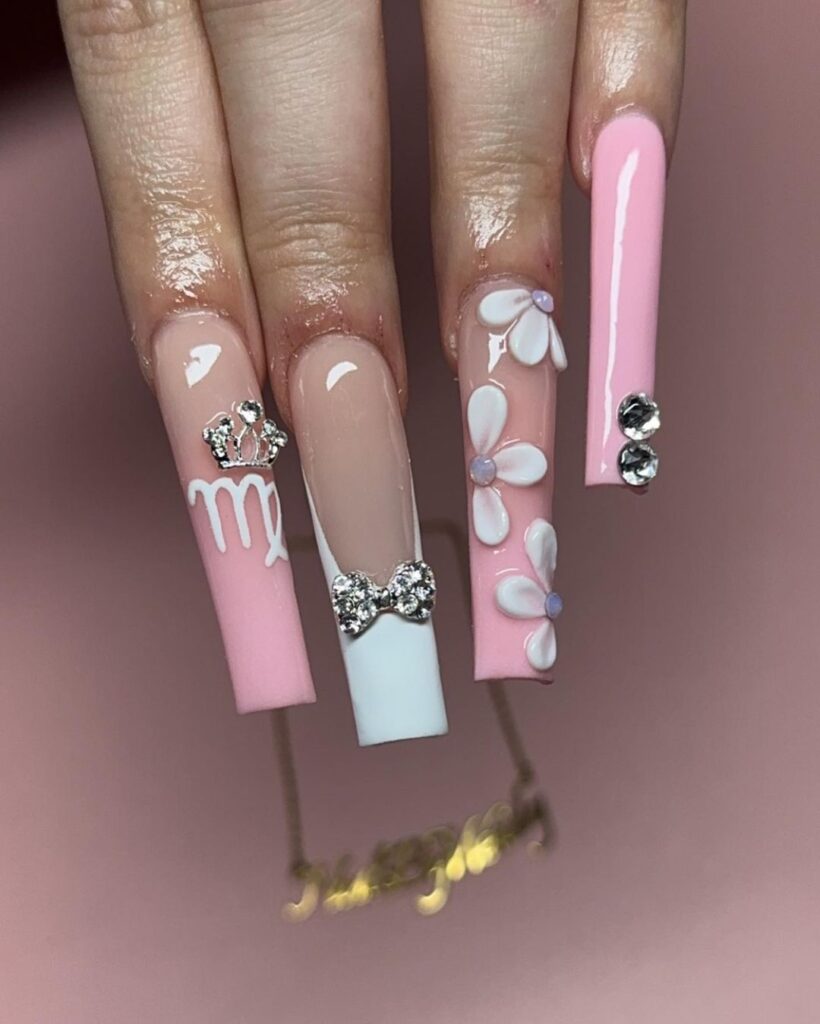 girly virgo birthday nails