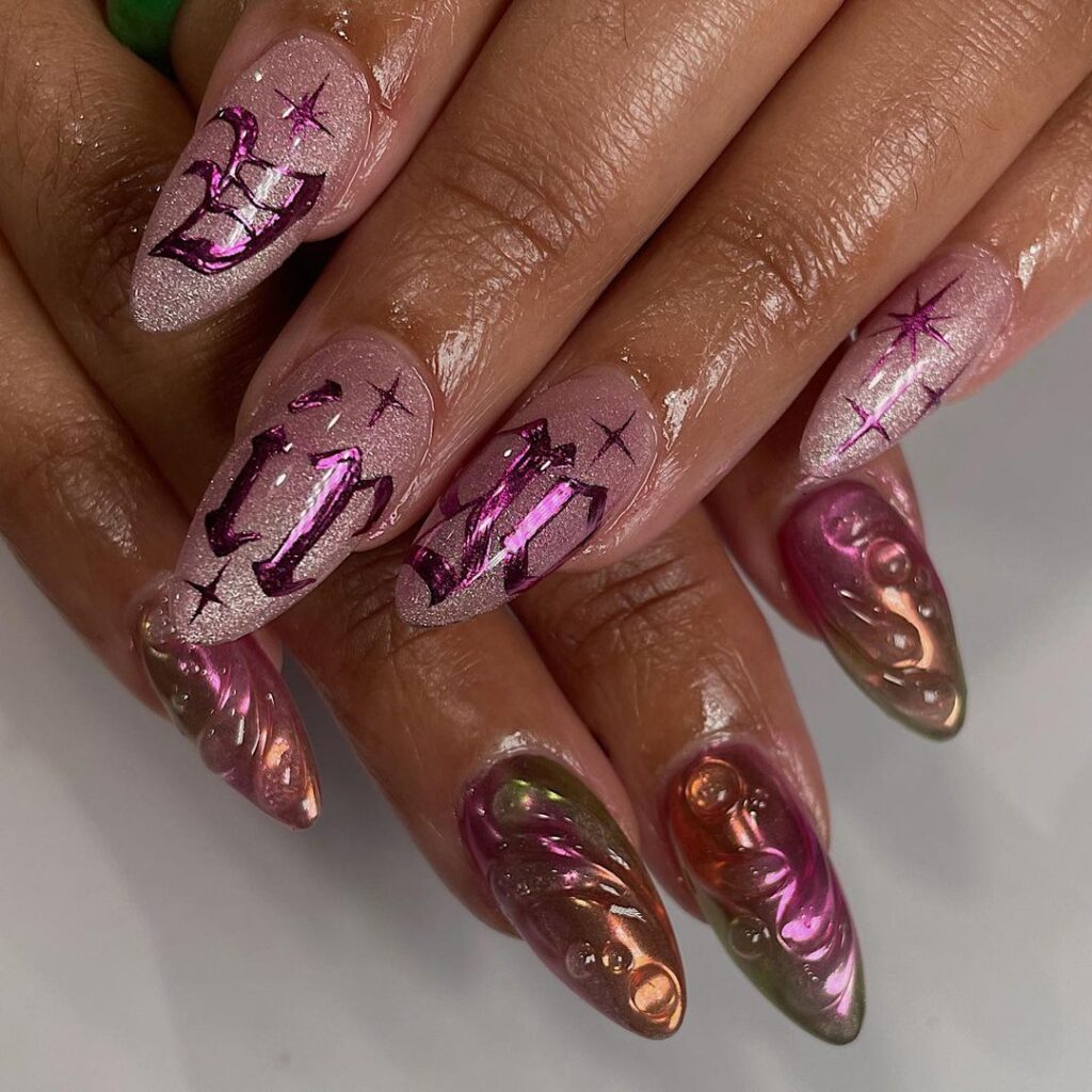 uñas brillantes de cumpleaños virgo