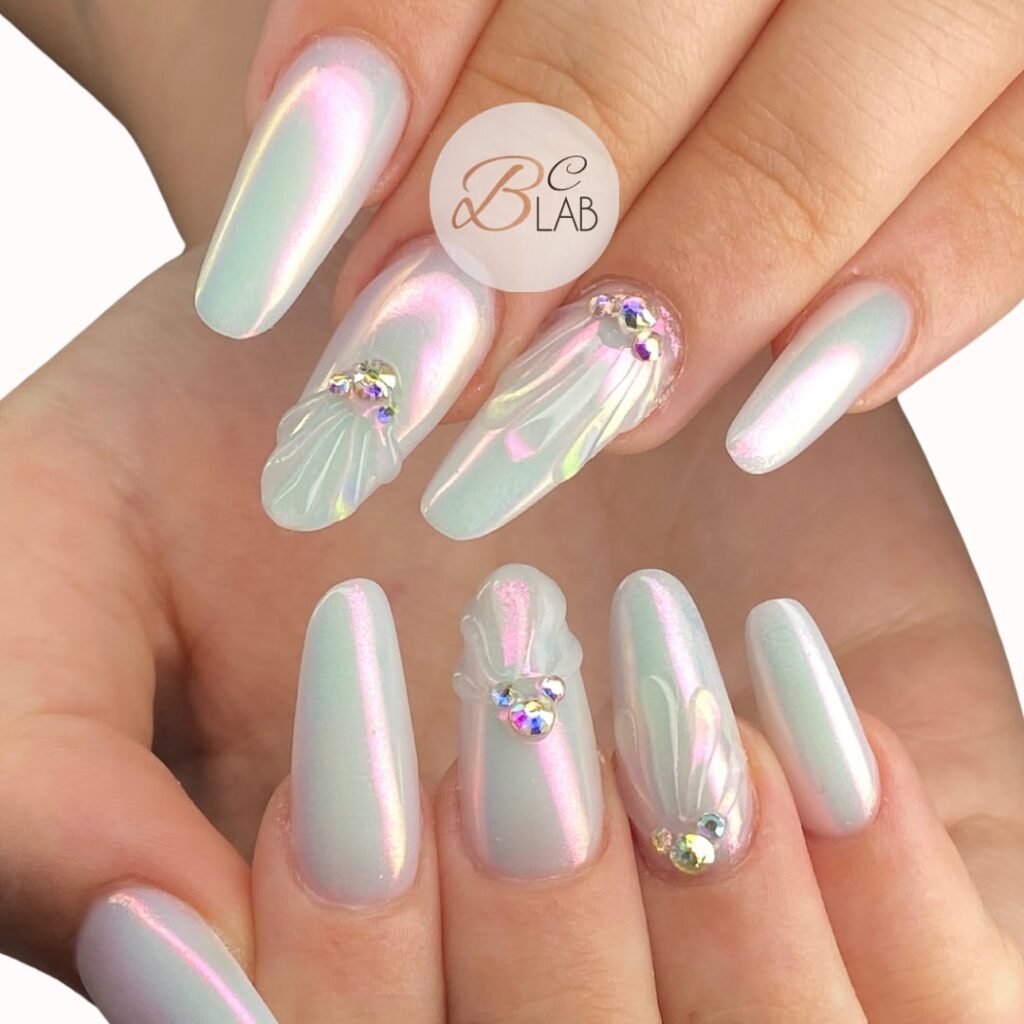 uñas squoval seashell