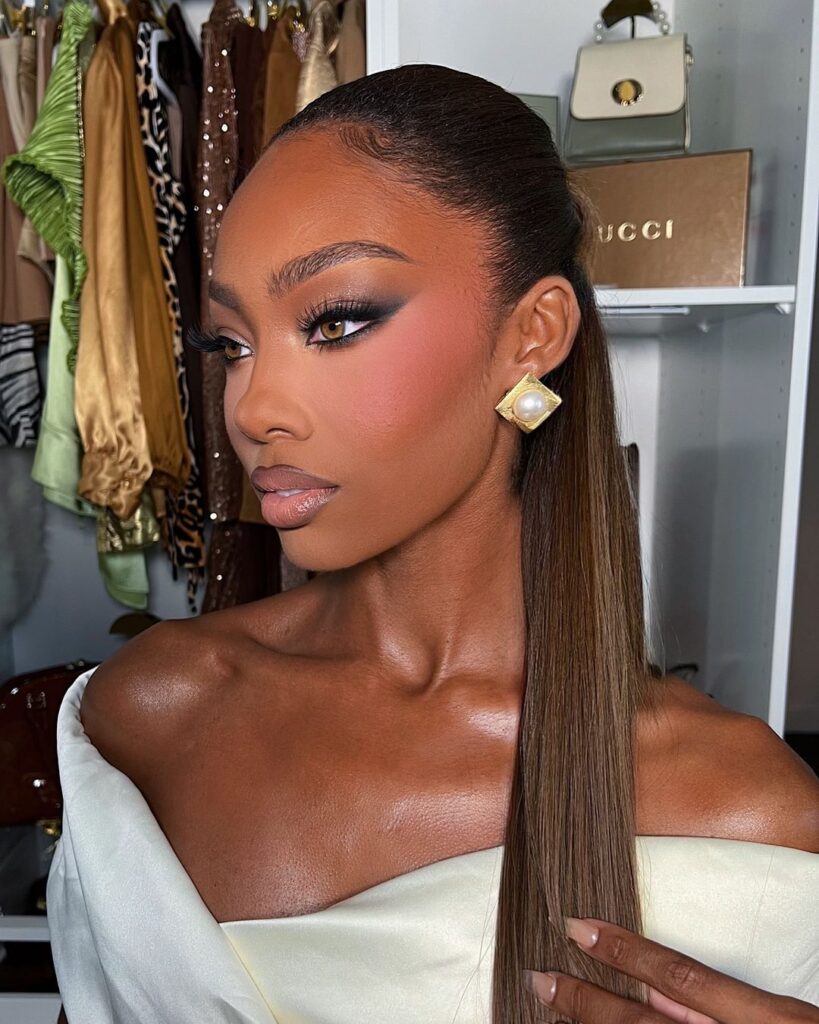 wedding guest makeup for dark skin