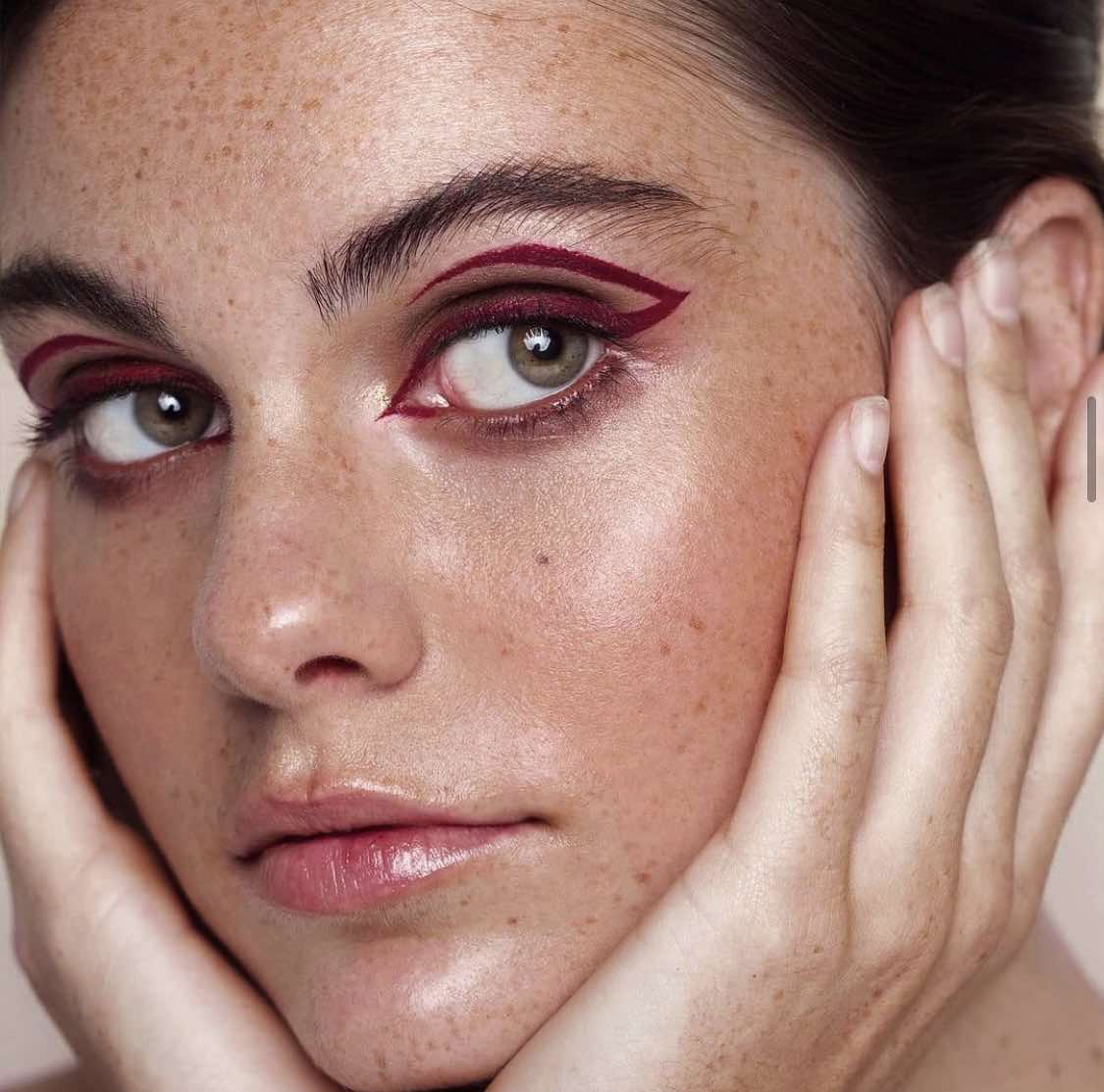 Graphic Burgundy Eyeliner Eye Makeup