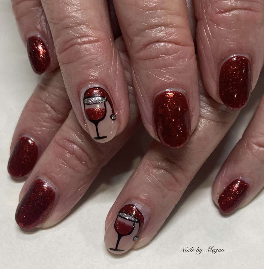 Happy Holidays Wine Nails