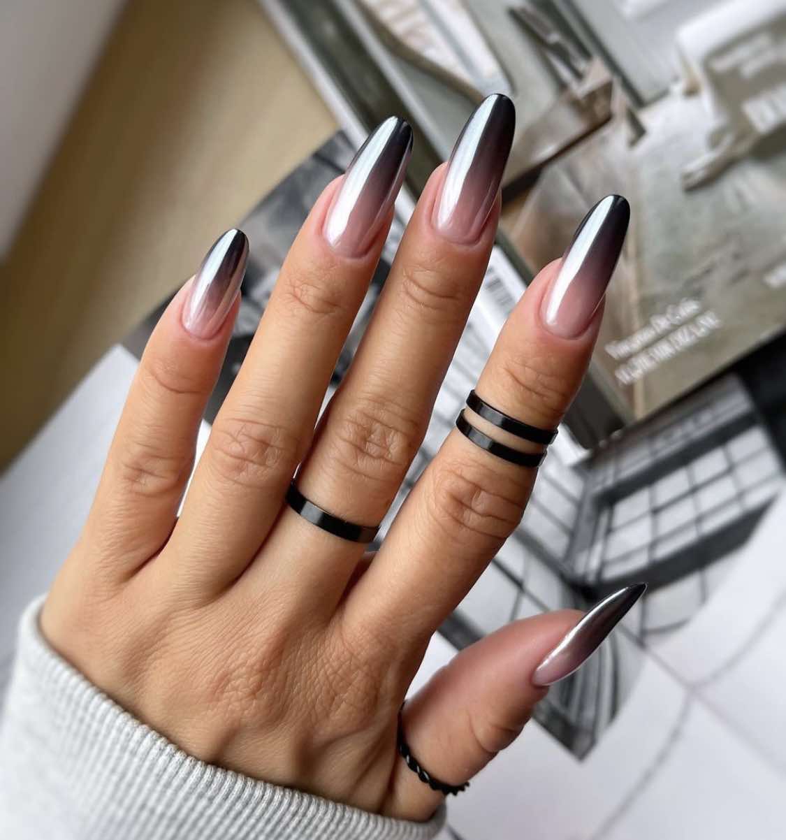 Black Ombre Fall Nails