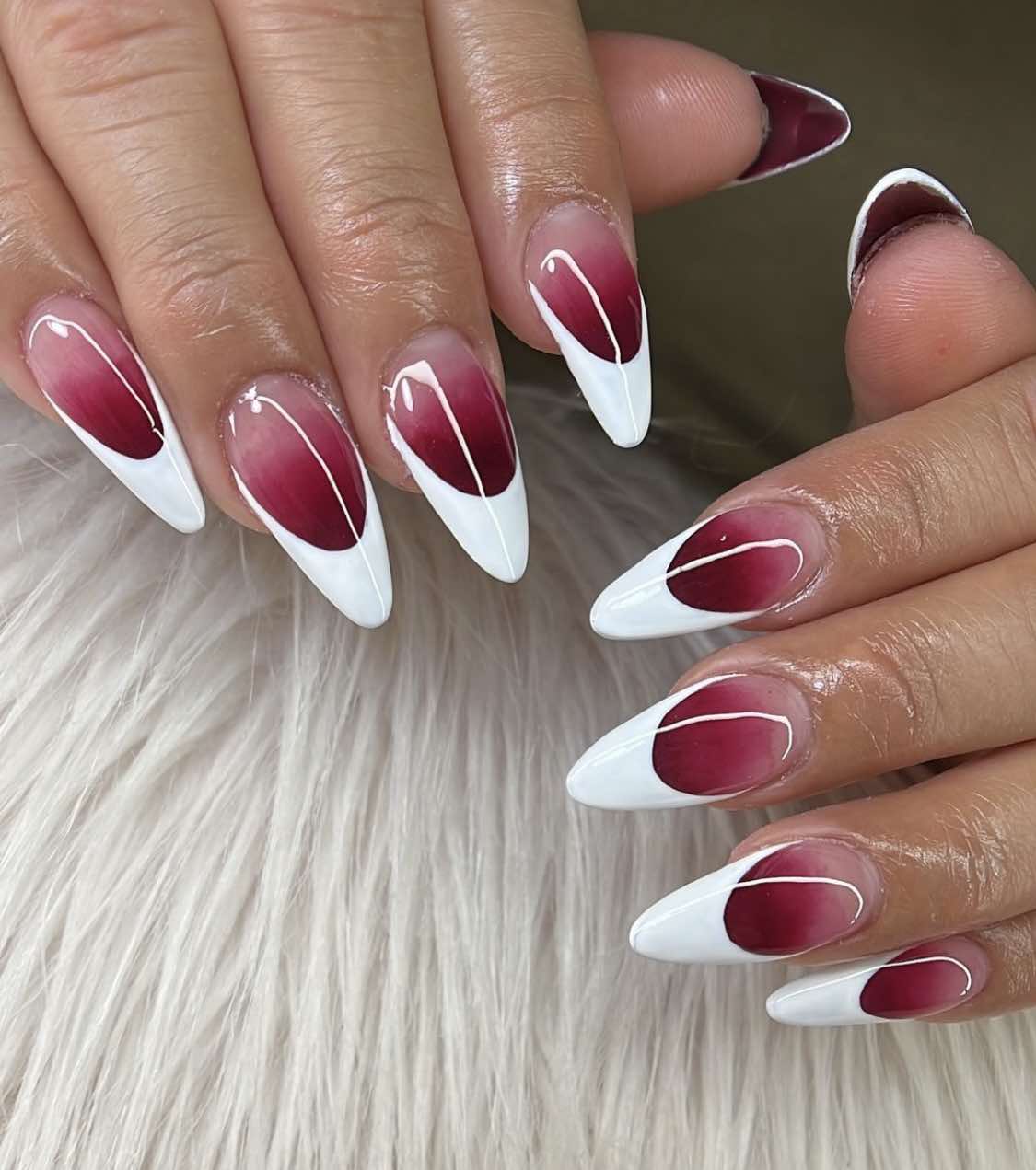 White French Wine Nails