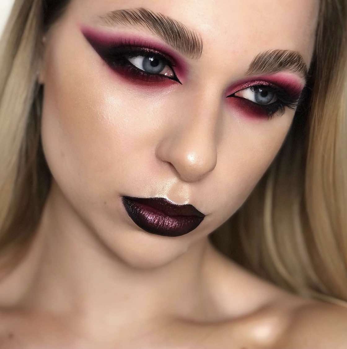 Strong Burgundy Eye Makeup