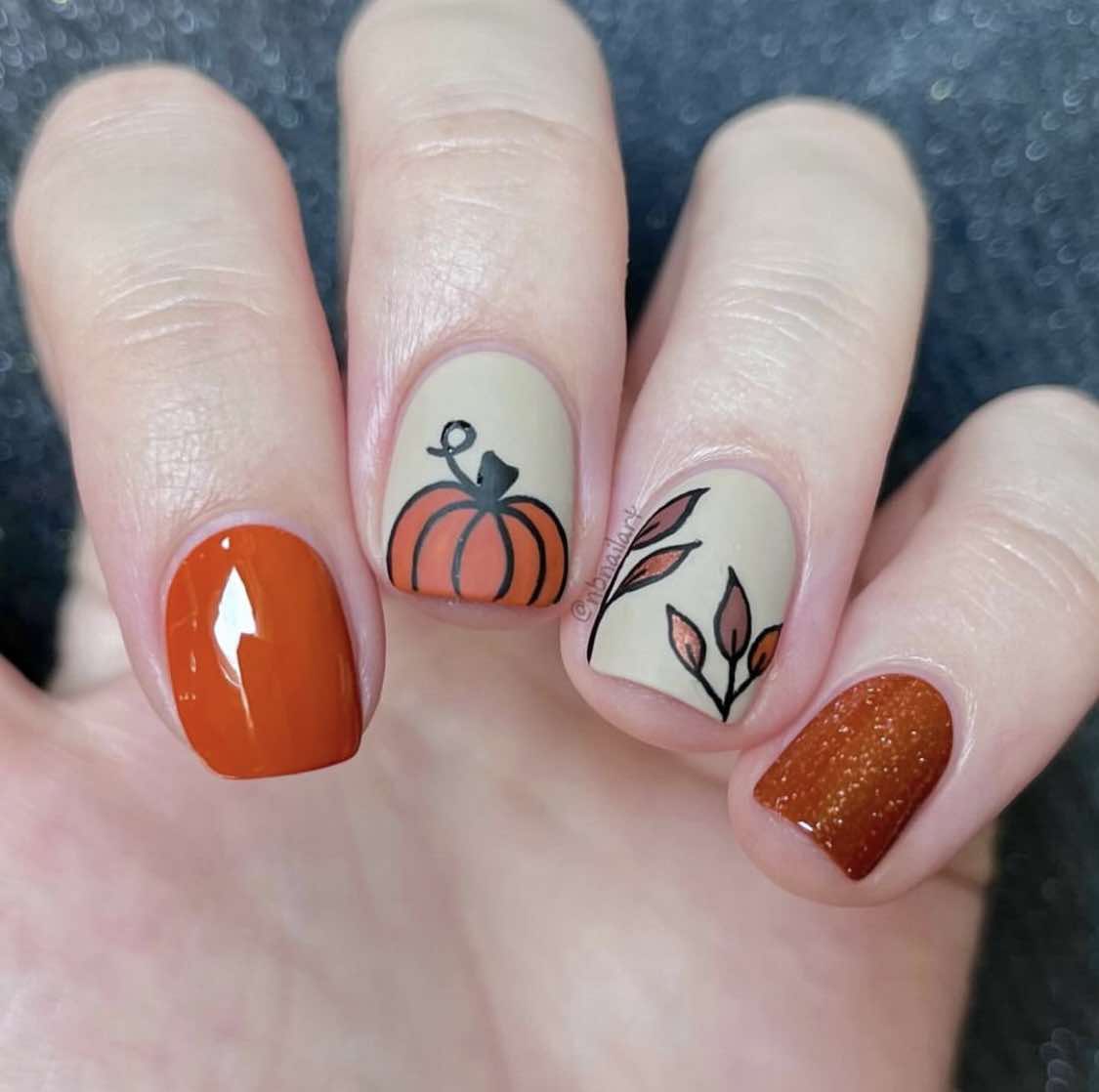 Short Pumpkin Nails