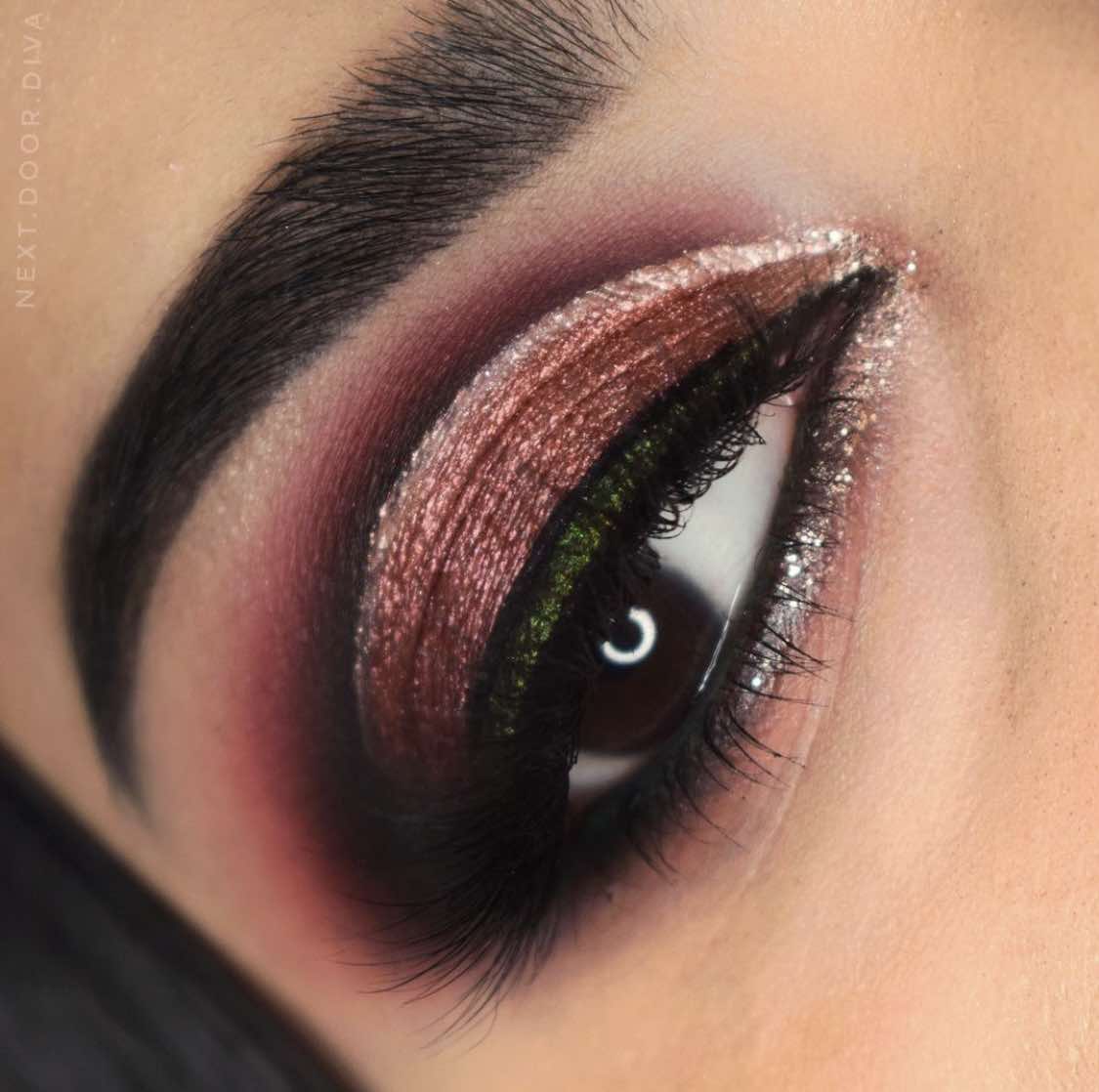 Green And Burgundy Eye Makeup 