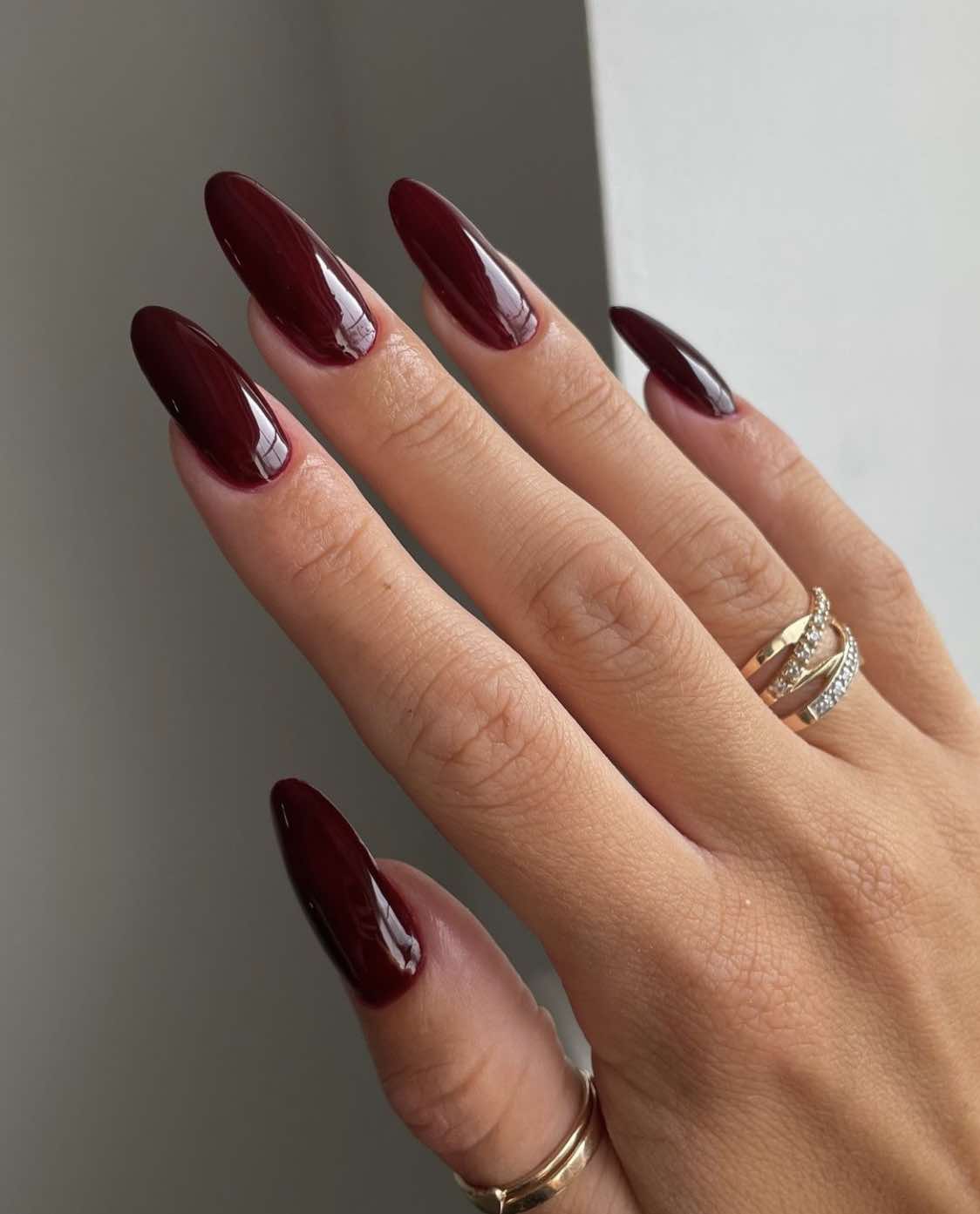 Burgundy Fall Almond Nails