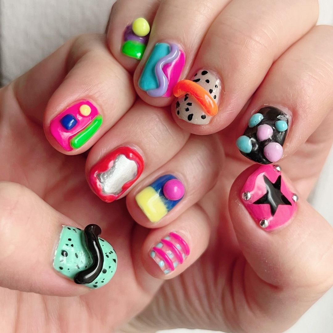 3d short pop art nails