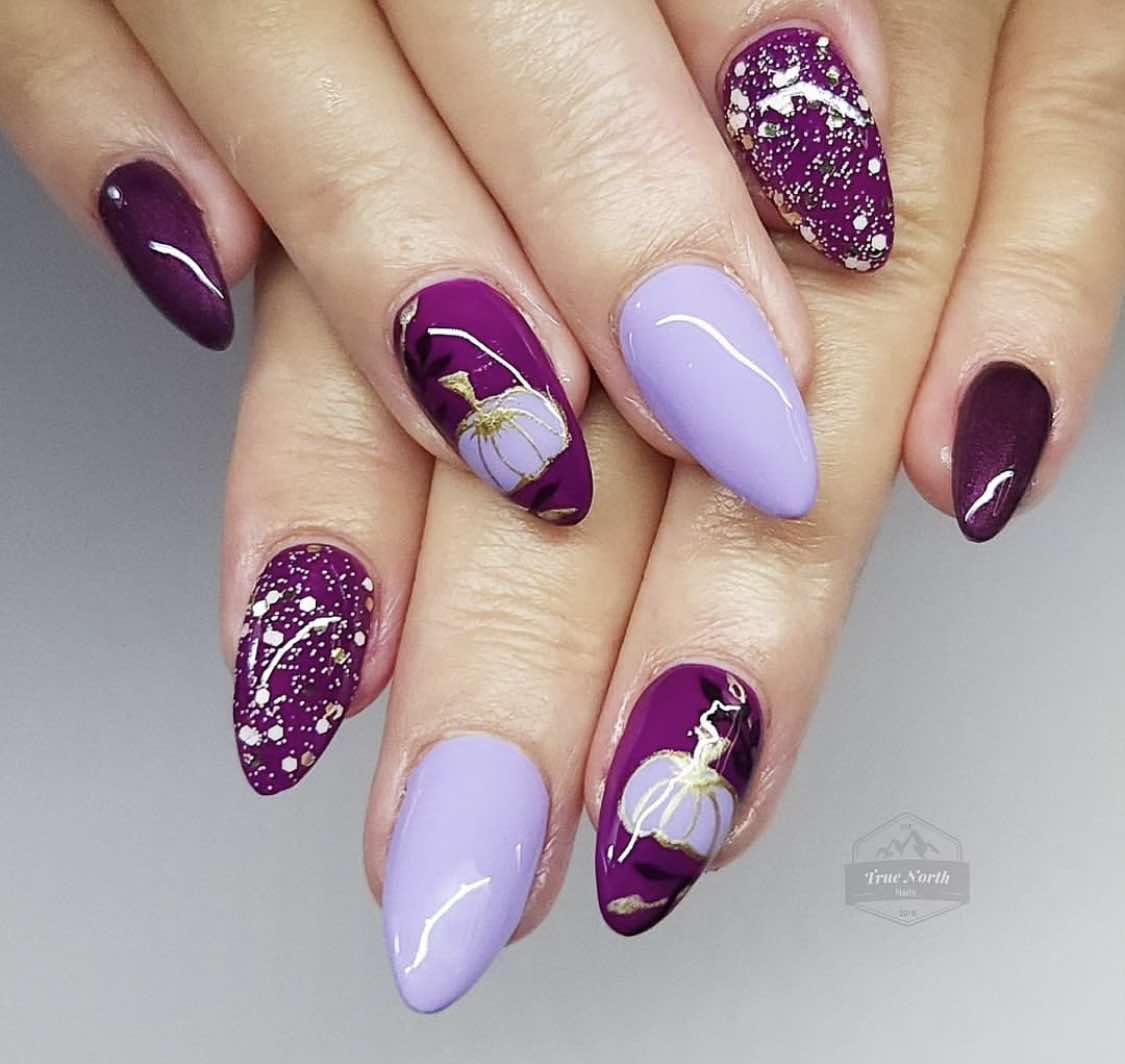 Purple Pumpkin Nails