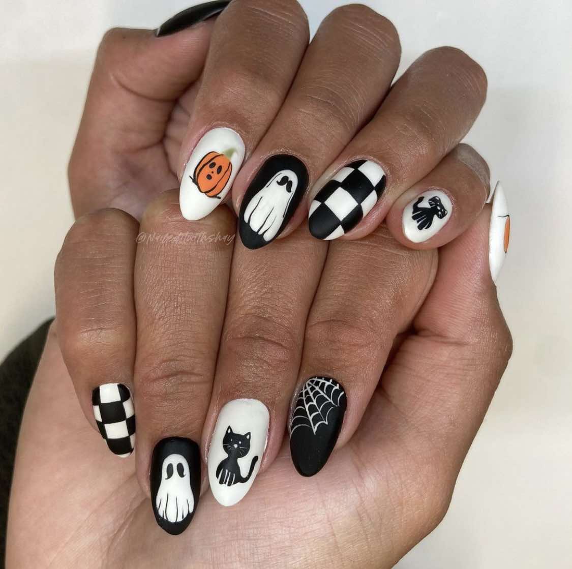 Halloween Fall Almond Nails