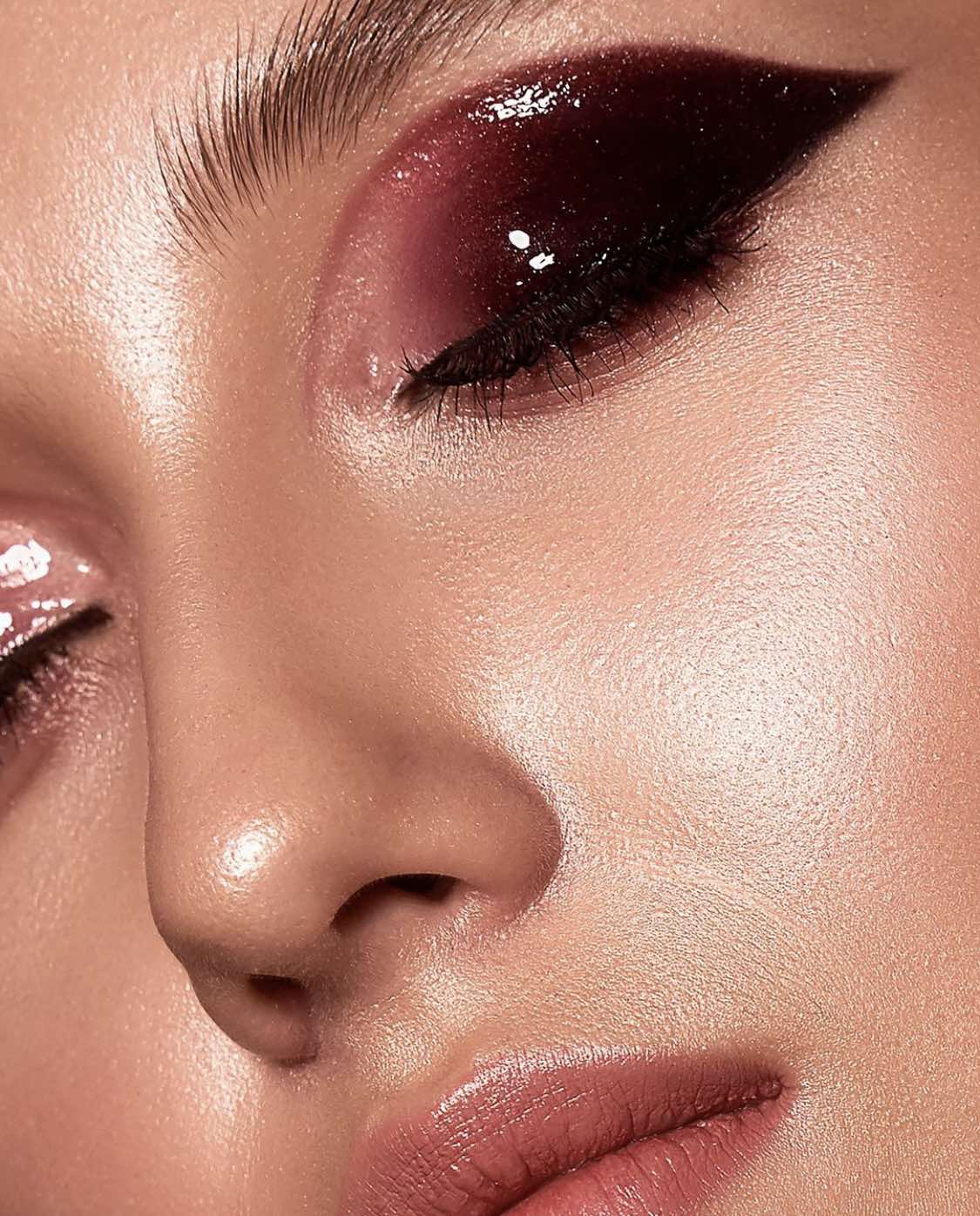 Glossy Burgundy Eye Makeup