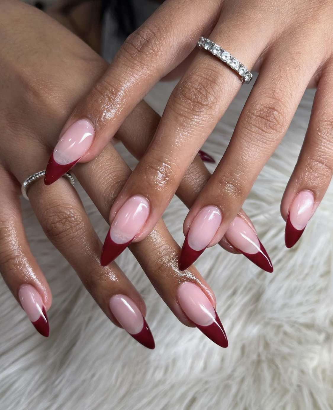 Wine French Nails