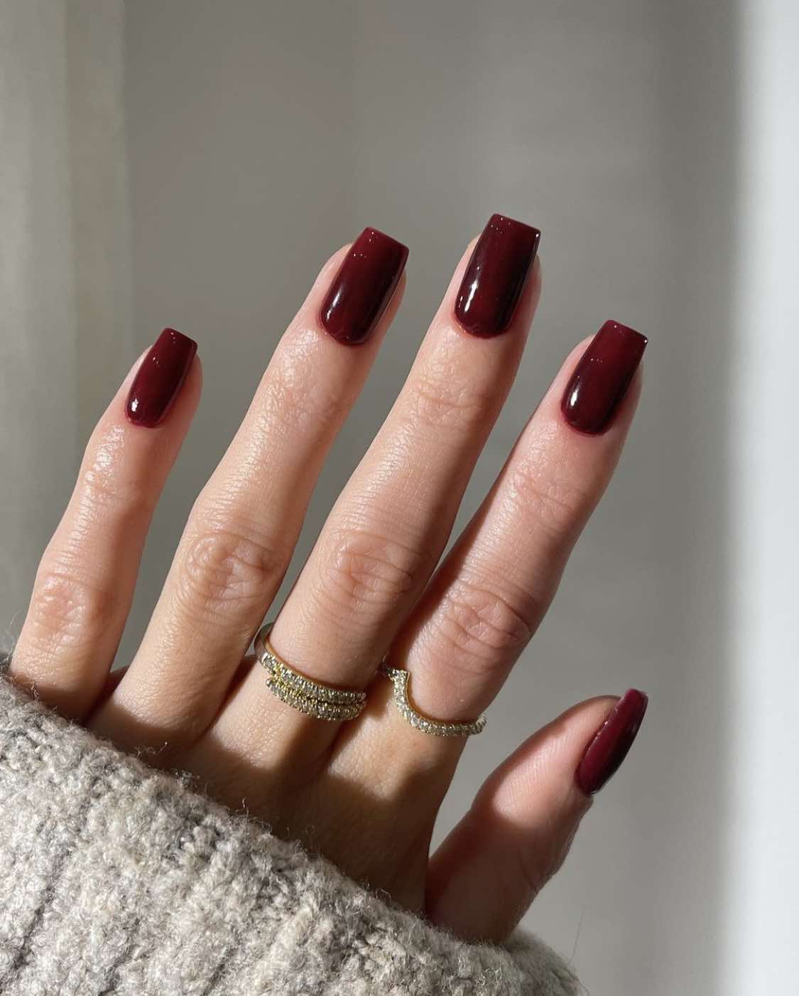 Classic Square Wine Nails