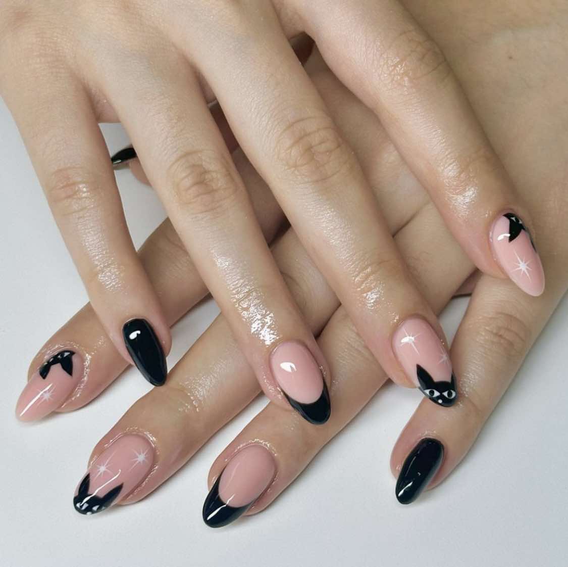 Black Kitties Fall Nails