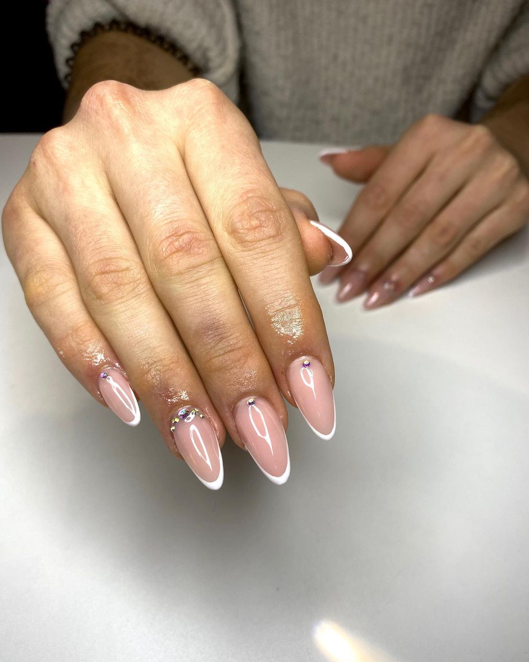 acrylic diamond micro french tips