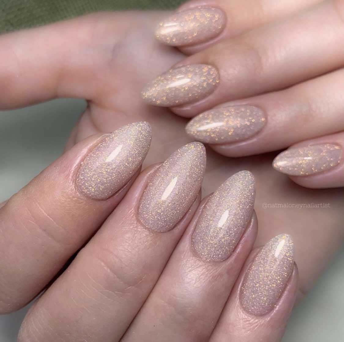 Almond Golden Nails