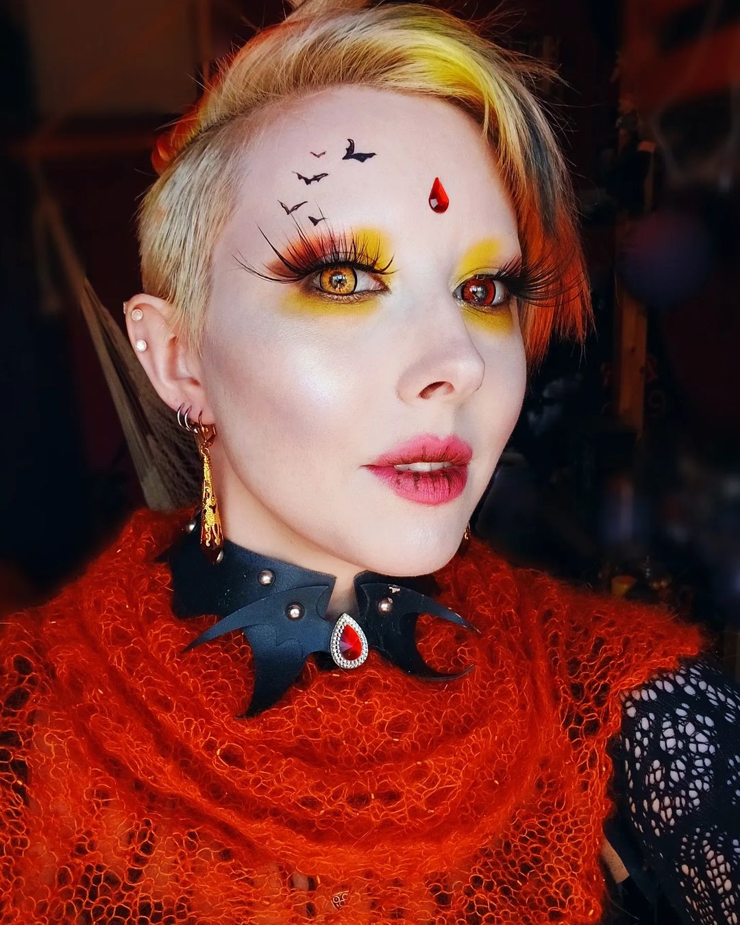 Autumn Goth Crows Halloween Makeup Idea