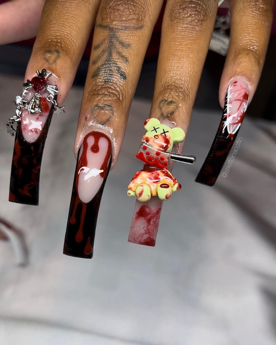 bloody teddy bear nails