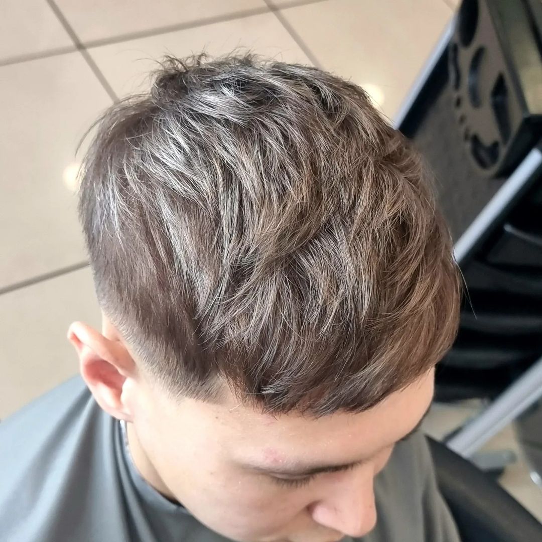 brown hair with silver highlights for men