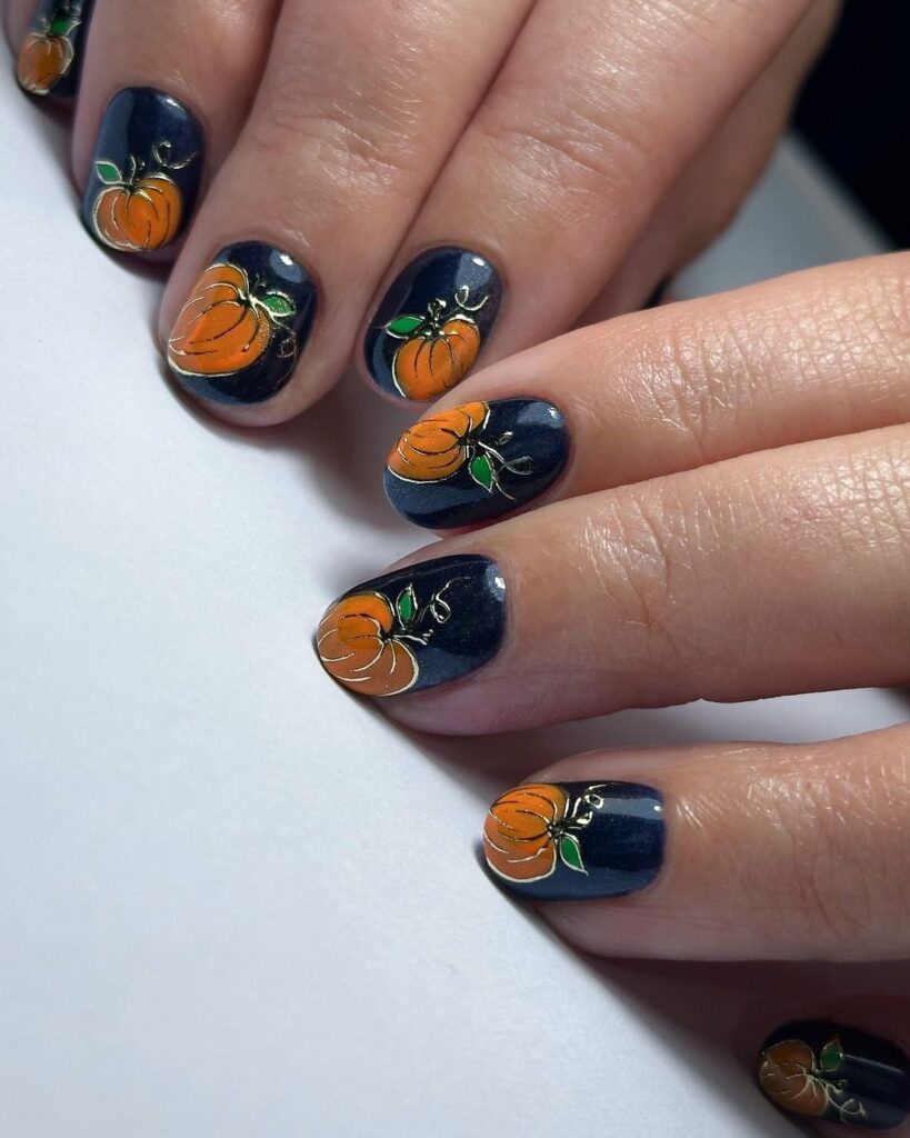 Bulky Pumpkin Fall Nails