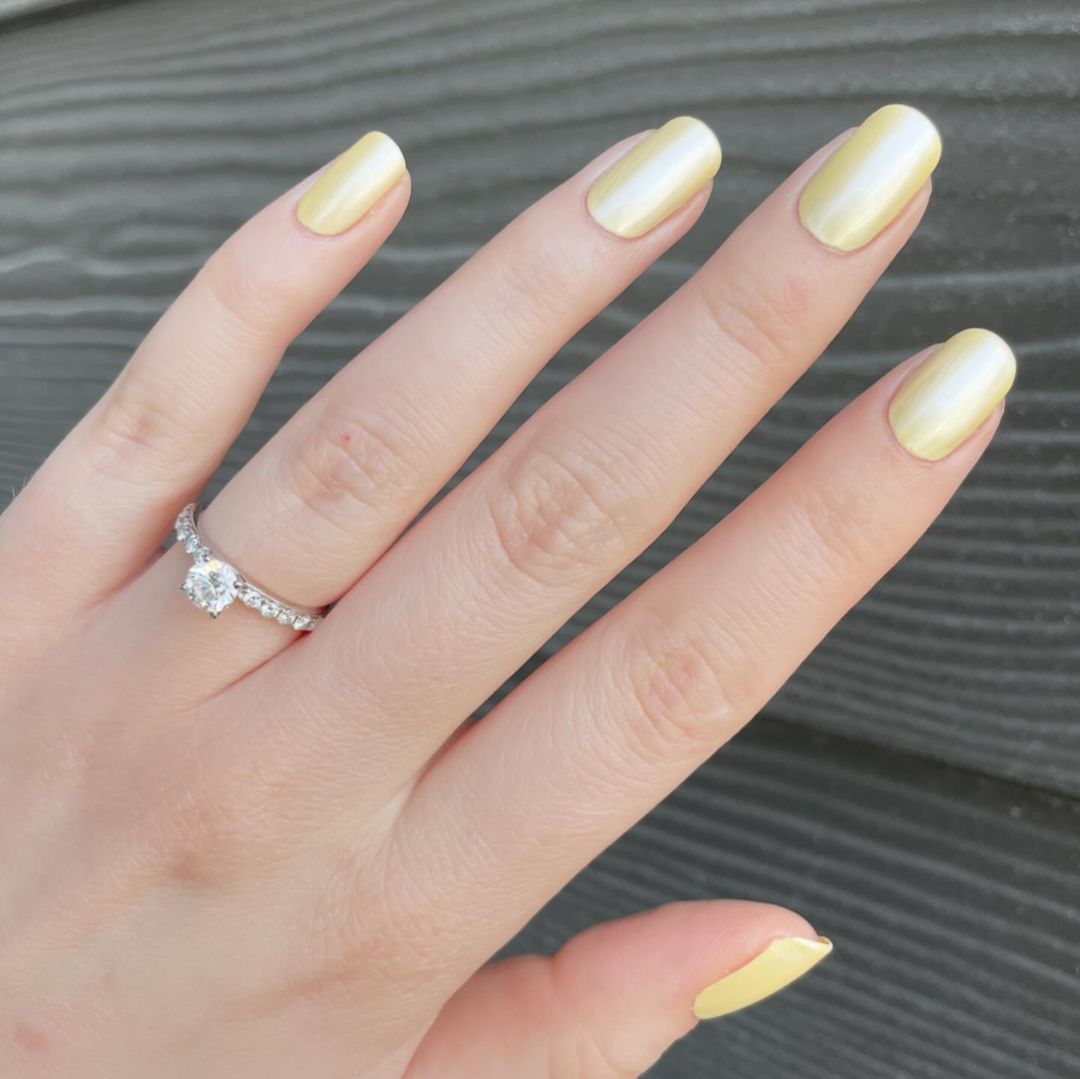 butter yellow squoval nails