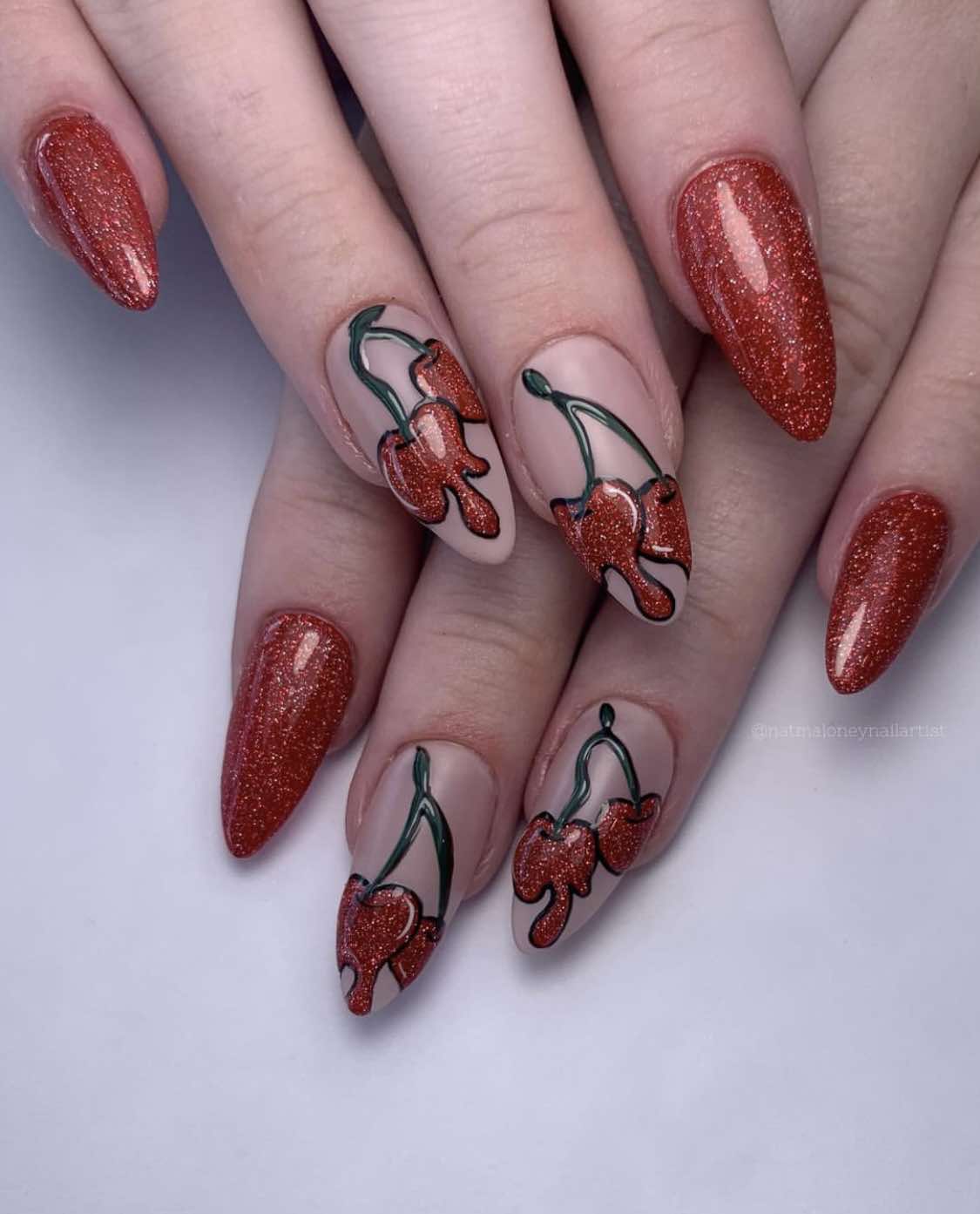 Cherry Red Glitter Design