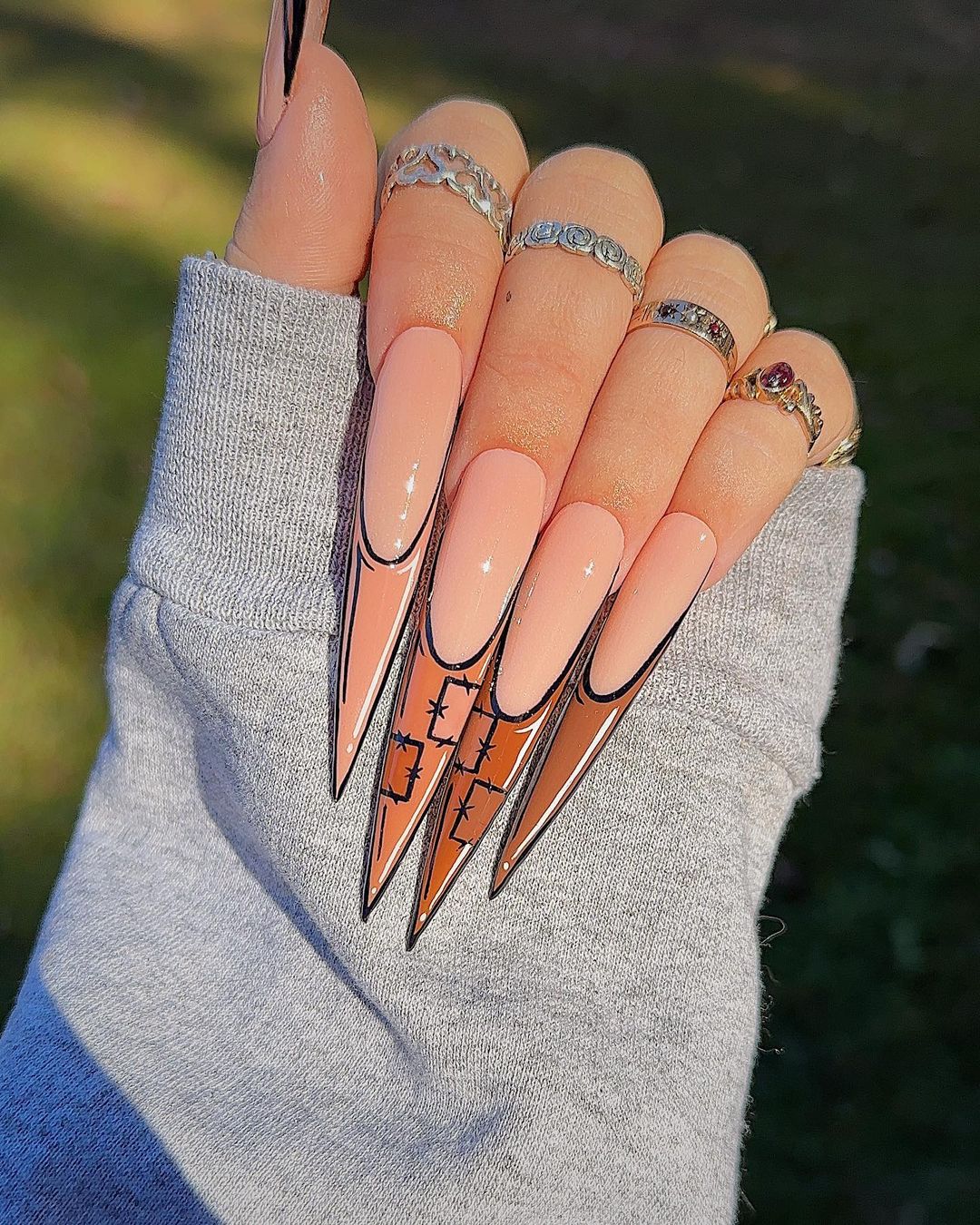 classy stiletto pop art nails