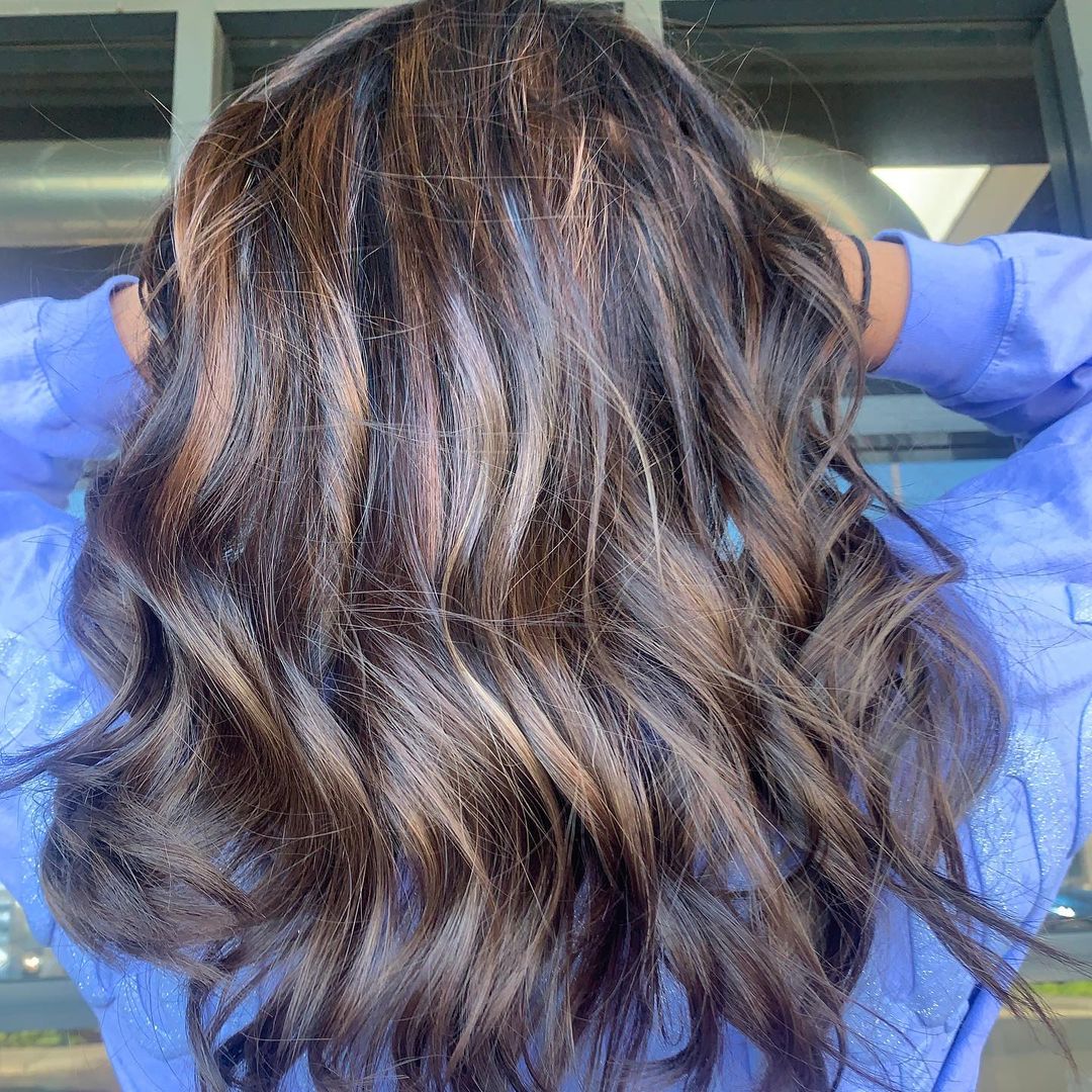 dark chocolate and dark caramel balayage combo