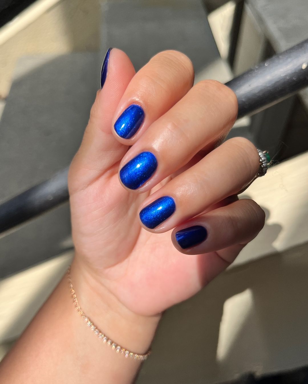 fall blues short nails