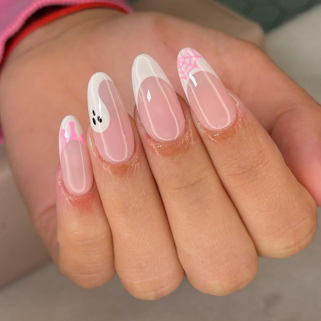 french pink halloween nails