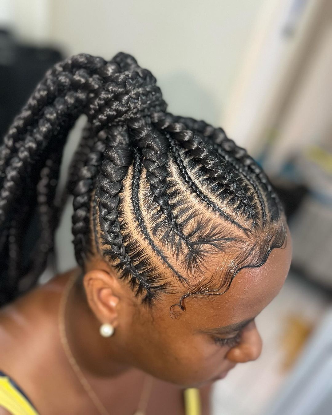 coiffure fulani box braided ponytail (queue de cheval)