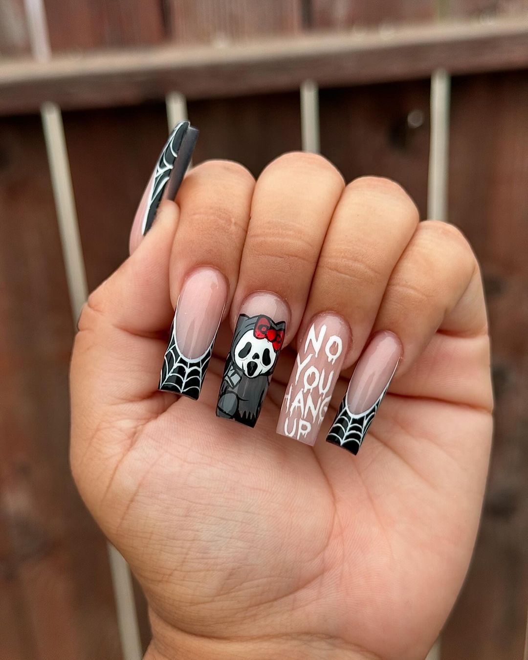 ghost call pink halloween nails