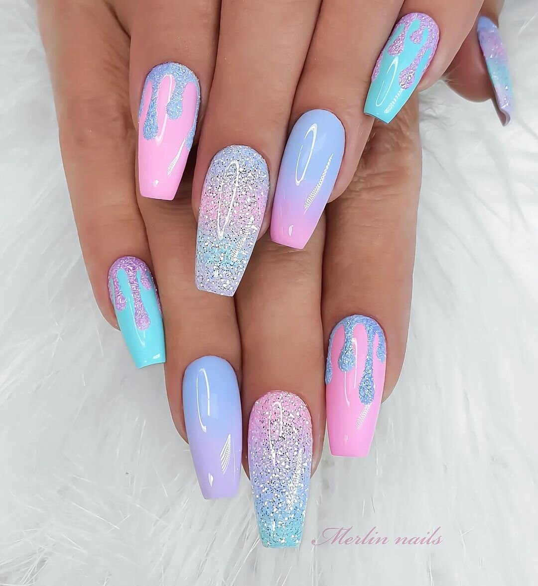 design de unhas glitter sugarsky neon