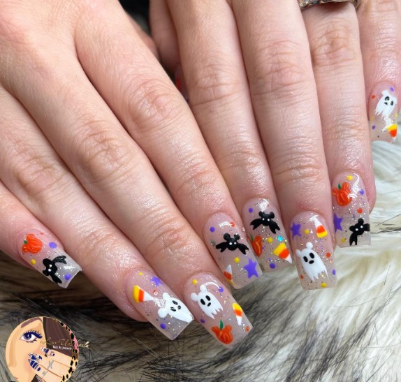 Manicure di Halloween scintillante