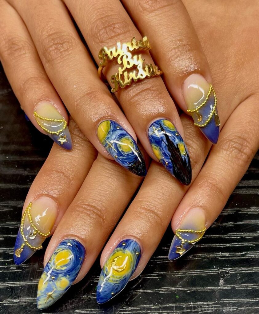 Gogh’s Blue Starry Nails