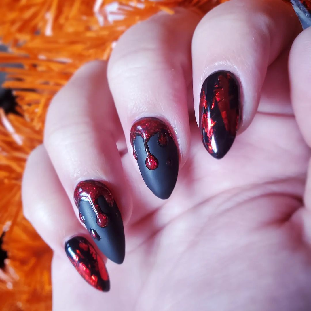 halloween blood cherry nails