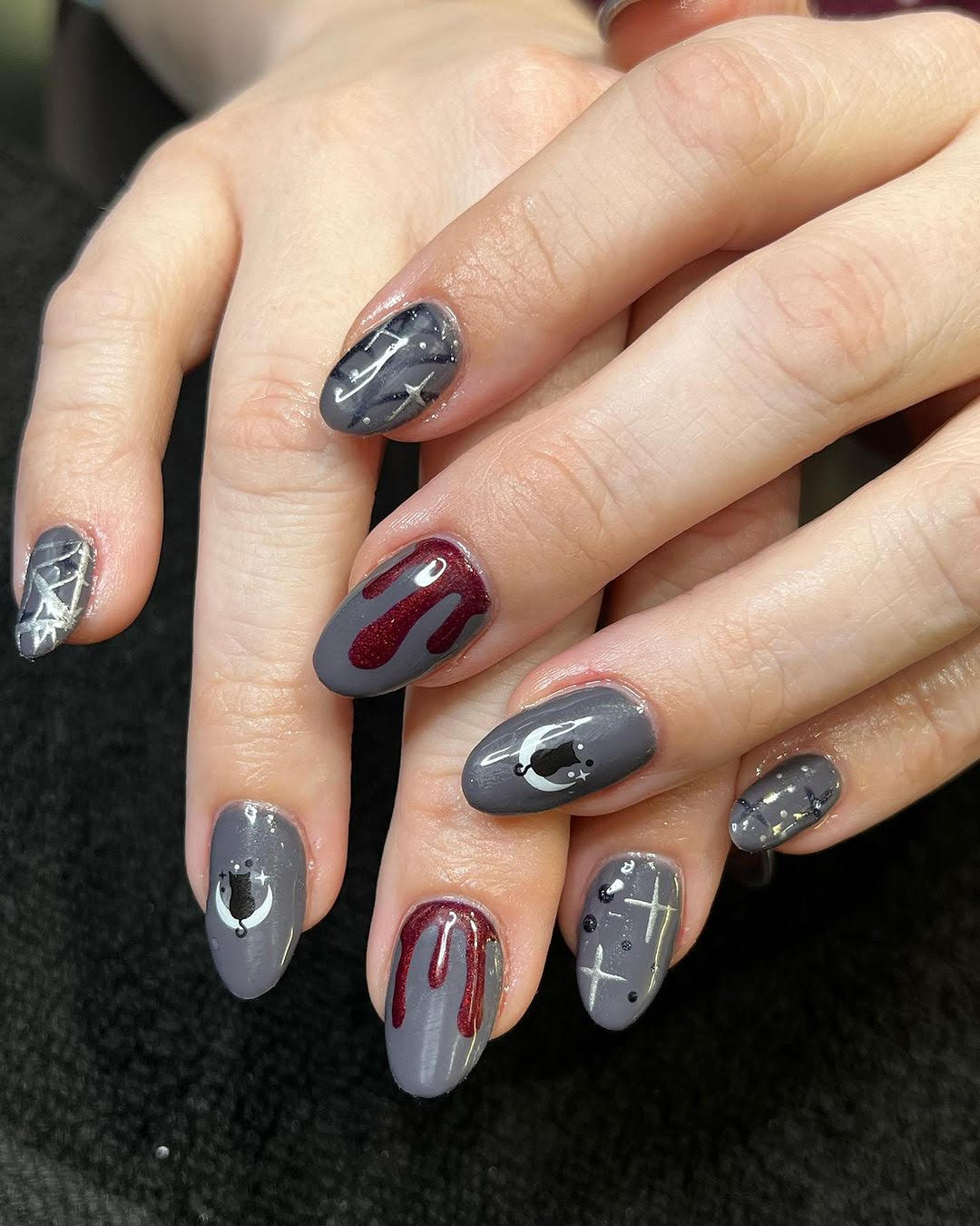 halloween night blood nails