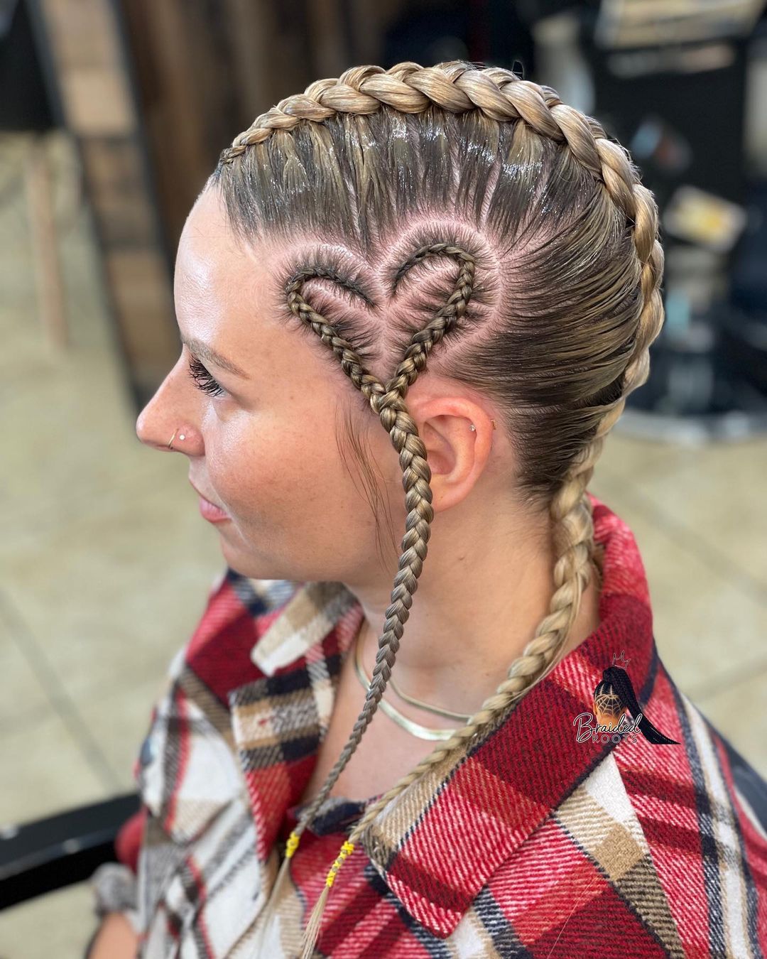 heart shaped braided ponytail 