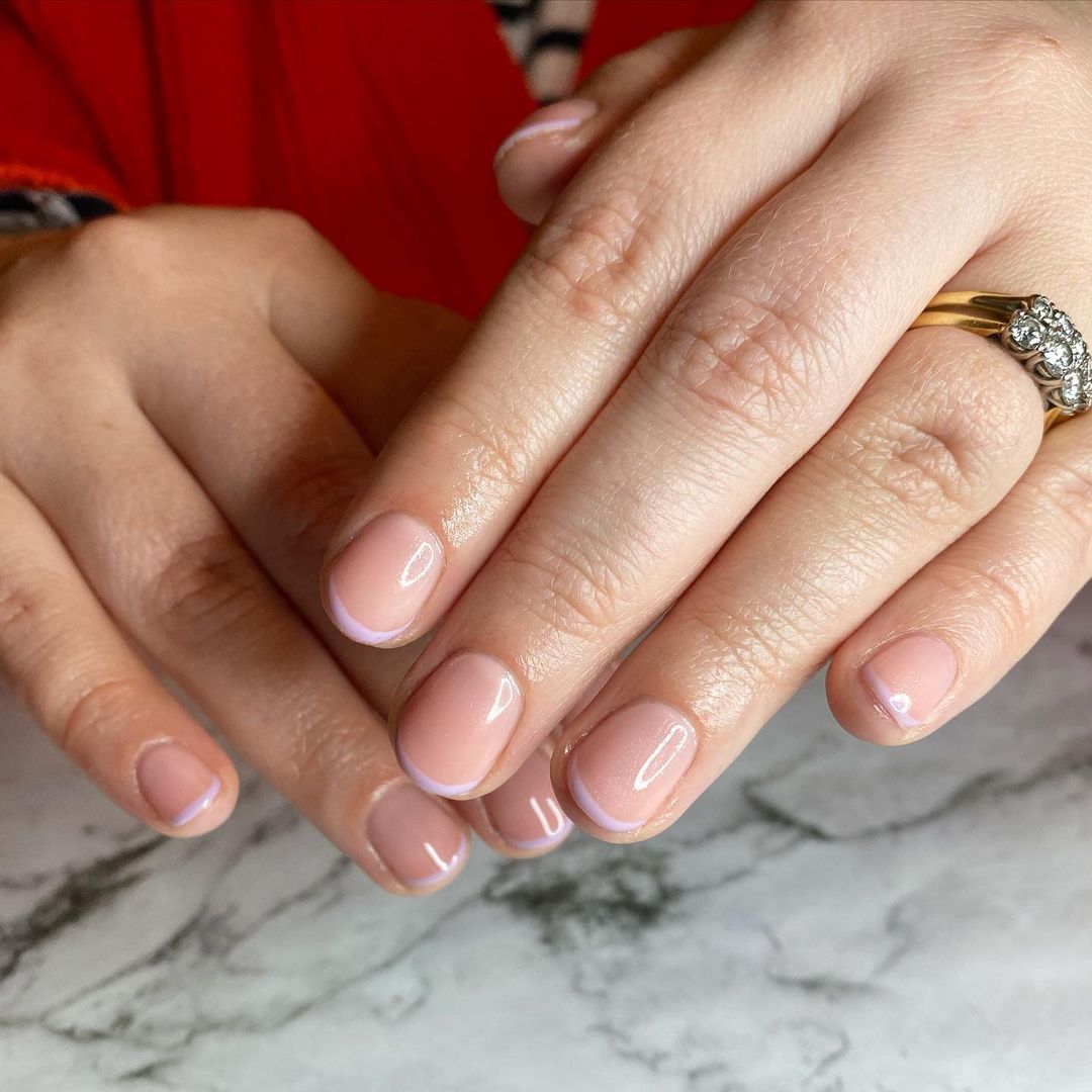 lilac glossy micro french tips