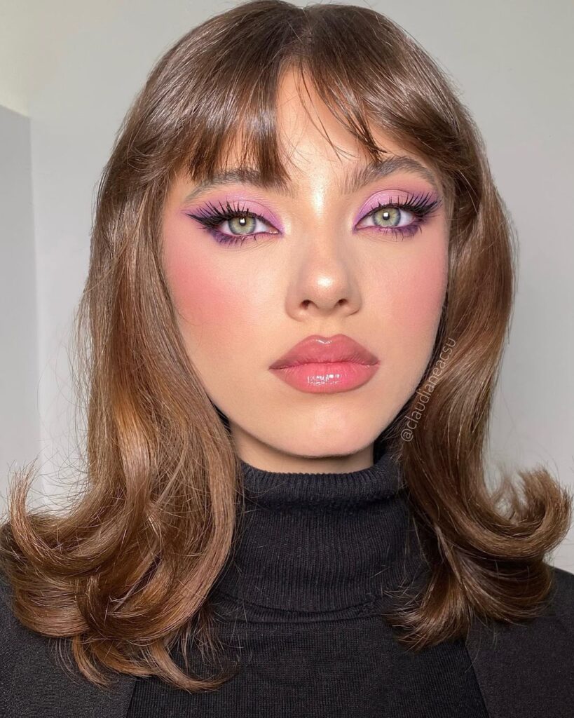 lilac rush makeup look for green eyes