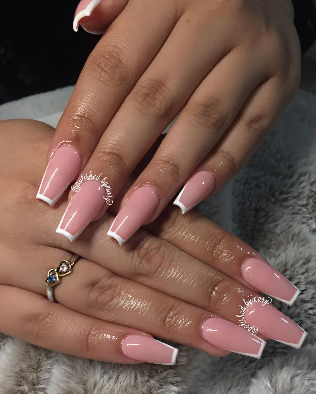 long coffin micro white french tips