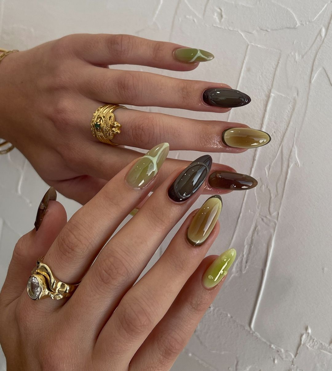 matcha latte green fall nails