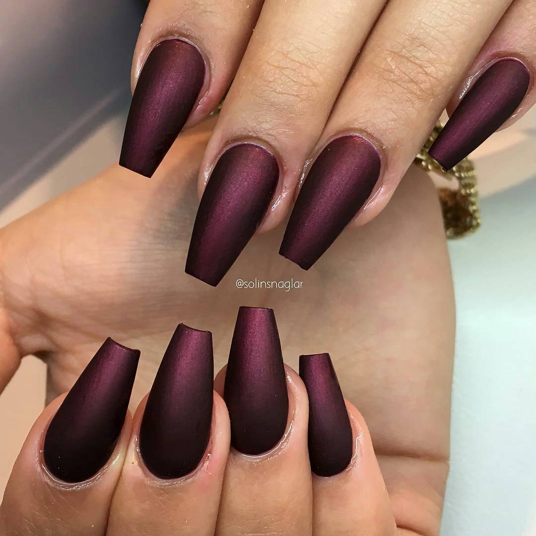 matte black cherry nail design