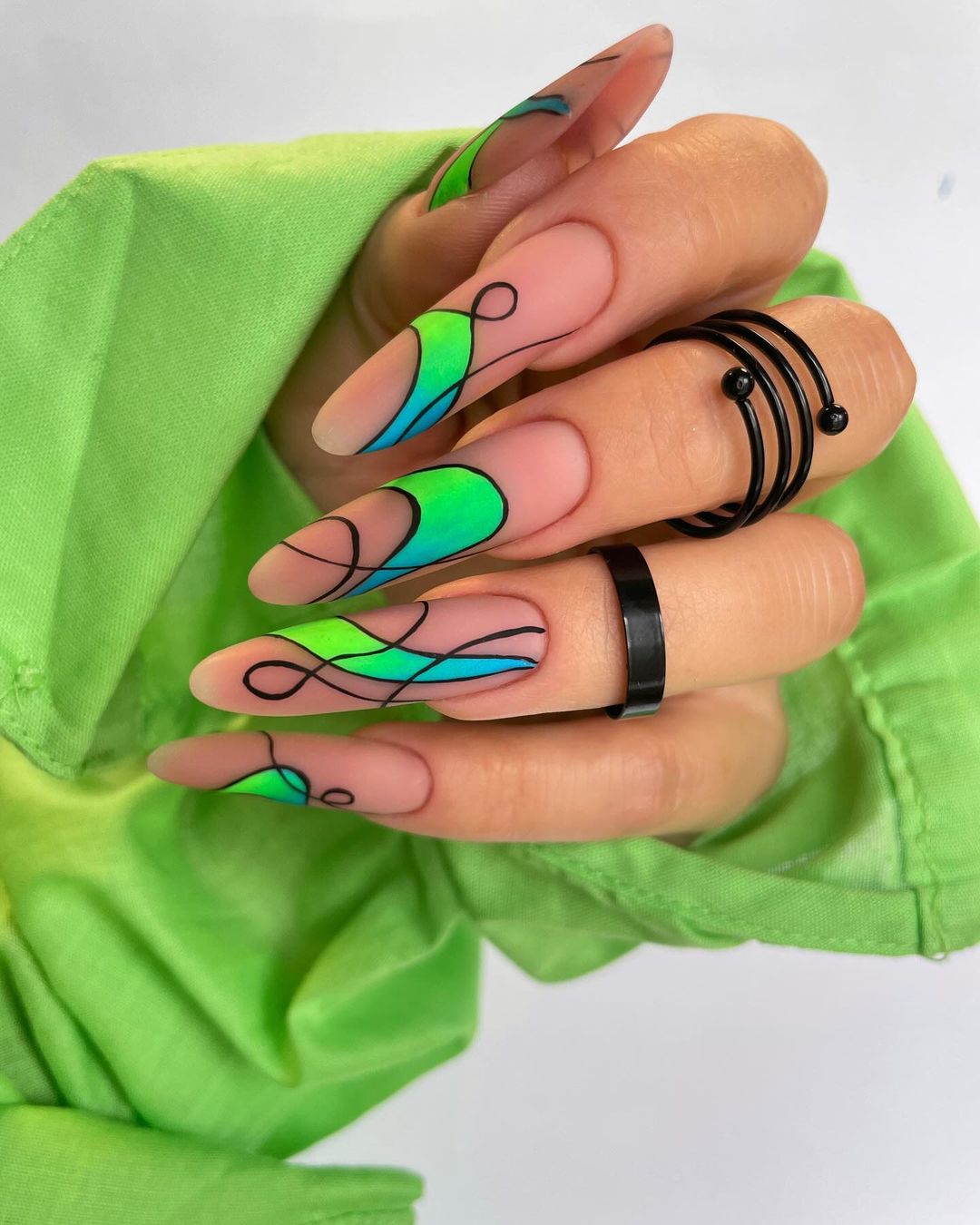 matte neon nail design