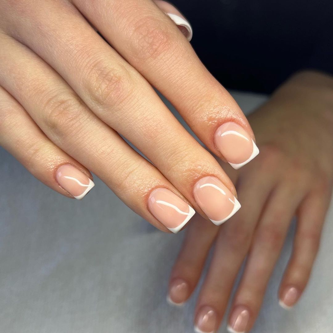 medium square micro french tips